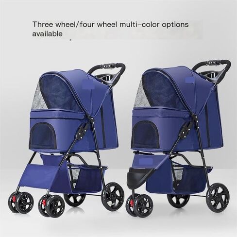 Pet Strollers Pet Stroller for Outings, Small Pull Cart, Puppy Stroller, Dog Walking Cart, Small, Lightweight, Foldable Cat Pet Stroller Medium(Blue,B) in Saudi Arabia