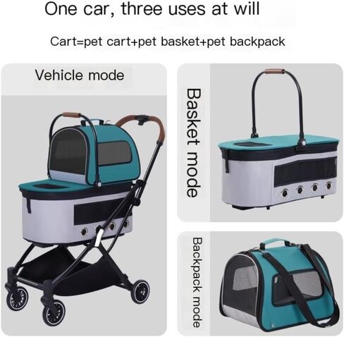 Pet Strollers Automatic Folding Double-Layer Pet Stroller Detached Pet Stroller Lightweight Small and Medium-Sized Stroller Pet Stroller Medium(Green) in Saudi Arabia