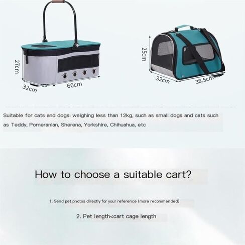 Pet Strollers Automatic Folding Double-Layer Pet Stroller Detached Pet Stroller Lightweight Small and Medium-Sized Stroller Pet Stroller Medium(Green) in Saudi Arabia