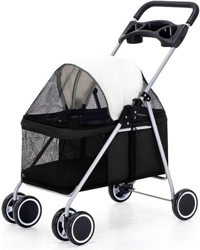 Pet Strollers Pet Stroller for Outings, Small Pull Cart, Puppy Stroller, Dog Walking Cart, Small, Lightweight, Foldable Cat Pet Stroller Medium(Black) in Saudi Arabia