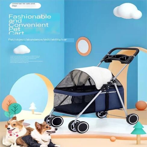 Pet Strollers Pet Stroller for Outings, Small Pull Cart, Puppy Stroller, Dog Walking Cart, Small, Lightweight, Foldable Cat Pet Stroller Medium(Black) in Saudi Arabia