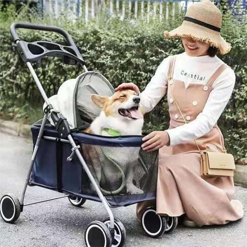 Pet Strollers Pet Stroller for Outings, Small Pull Cart, Puppy Stroller, Dog Walking Cart, Small, Lightweight, Foldable Cat Pet Stroller Medium(Black) in Saudi Arabia