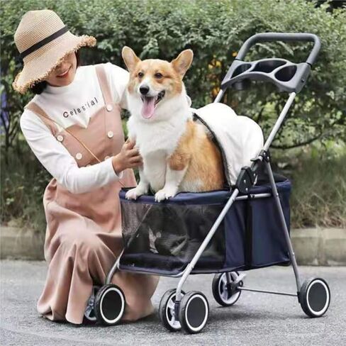 Pet Strollers Pet Stroller for Outings, Small Pull Cart, Puppy Stroller, Dog Walking Cart, Small, Lightweight, Foldable Cat Pet Stroller Medium(Black) in Saudi Arabia