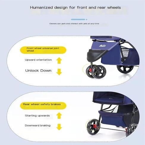 Pet Strollers Pet Stroller for Outings, Small Pull Cart, Puppy Stroller, Dog Walking Cart, Small, Lightweight, Foldable Cat Pet Stroller Medium(Pink) in Saudi Arabia