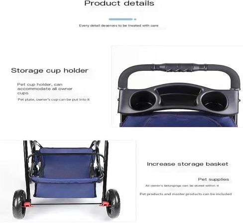 Pet Strollers Pet Stroller for Outings, Small Pull Cart, Puppy Stroller, Dog Walking Cart, Small, Lightweight, Foldable Cat Pet Stroller Medium(Pink) in Saudi Arabia