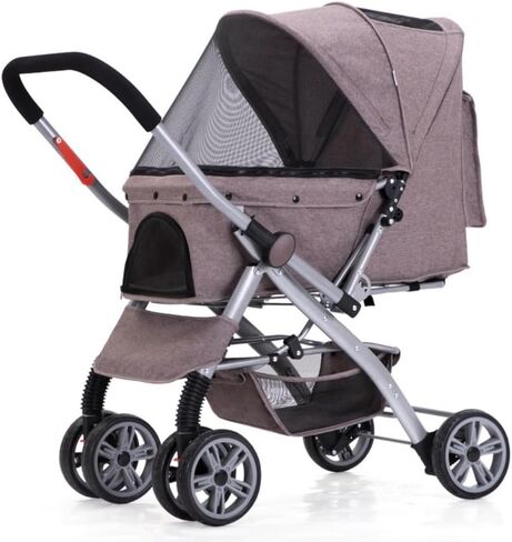 Pet Strollers Pet Stroller, Dog Stroller, Cat Stroller, One-Click Folding, Quick Installation, Two-Way Pet Stroller Pet Stroller Medium(Brown) in Saudi Arabia