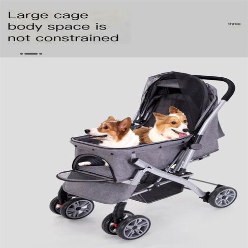 Pet Strollers Pet Stroller, Dog Stroller, Cat Stroller, One-Click Folding, Quick Installation, Two-Way Pet Stroller Pet Stroller Medium(Brown) in Saudi Arabia