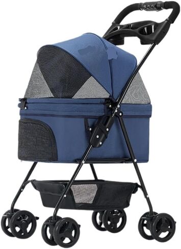 Pet Strollers Outdoor Pet Stroller Lightweight Folding Pet Stroller Stroller Cat and Dog Four-Wheel Stroller Pet Stroller Pet Stroller Medium(Blue) in Saudi Arabia