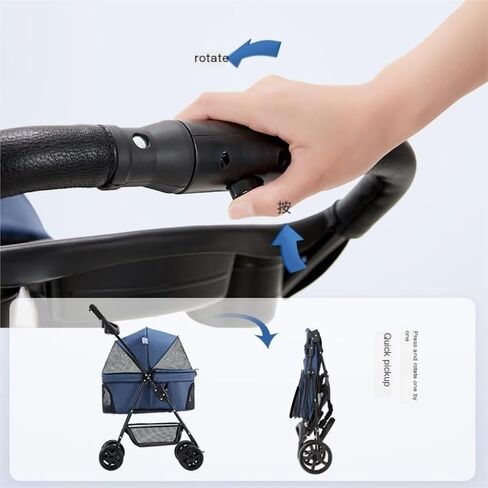 Pet Strollers Outdoor Pet Stroller Lightweight Folding Pet Stroller Stroller Cat and Dog Four-Wheel Stroller Pet Stroller Pet Stroller Medium(Blue) in Saudi Arabia