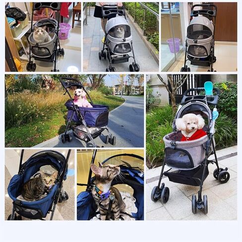 Pet Strollers Outdoor Pet Stroller Lightweight Folding Pet Stroller Stroller Cat and Dog Four-Wheel Stroller Pet Stroller Pet Stroller Medium(Blue) in Saudi Arabia