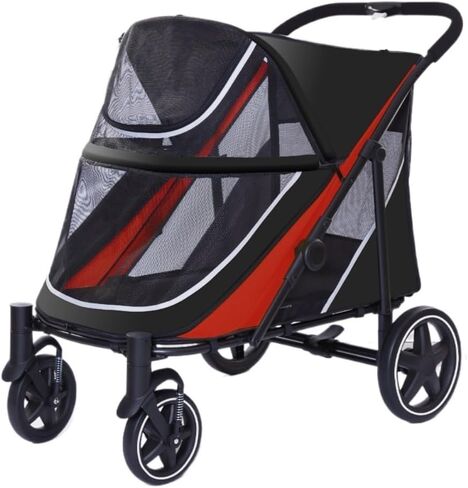 Pet Strollers Outdoor Multifunctional Pet Stroller, Lightweight and Foldable, Multiple Cats and Dogs Outdoor Stroller Pet Stroller Medium(Black,A) in Kuwait