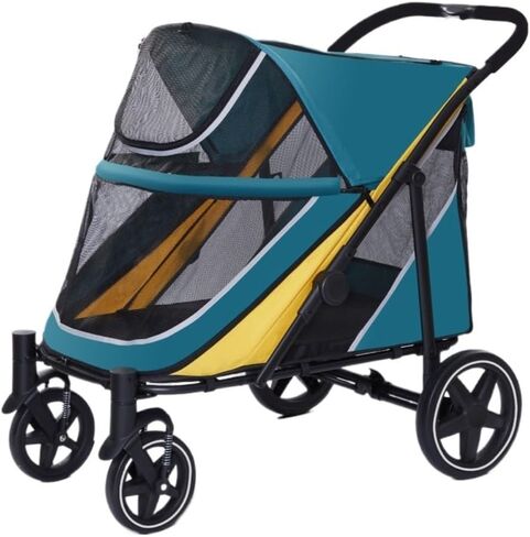 Pet Strollers Outdoor Multifunctional Pet Stroller, Lightweight and Foldable, Multiple Cats and Dogs Outdoor Stroller Pet Stroller Medium(Black,A) in Kuwait