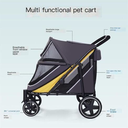 Pet Strollers Outdoor Multifunctional Pet Stroller, Lightweight and Foldable, Multiple Cats and Dogs Outdoor Stroller Pet Stroller Medium(Black,A) in Kuwait