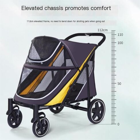 Pet Strollers Outdoor Multifunctional Pet Stroller, Lightweight and Foldable, Multiple Cats and Dogs Outdoor Stroller Pet Stroller Medium(Black,A) in Kuwait
