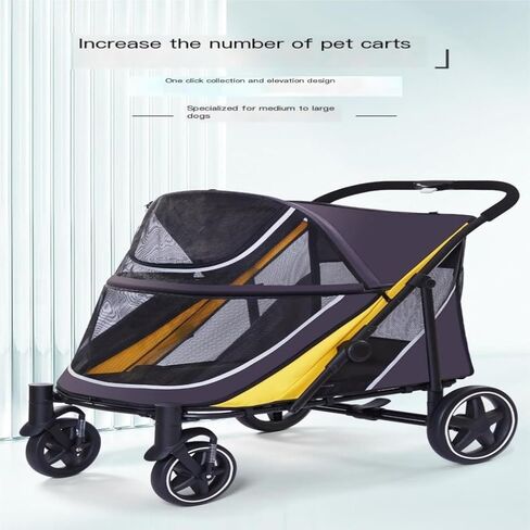 Pet Strollers Outdoor Multifunctional Pet Stroller, Lightweight and Foldable, Multiple Cats and Dogs Outdoor Stroller Pet Stroller Medium(Black,A) in Kuwait