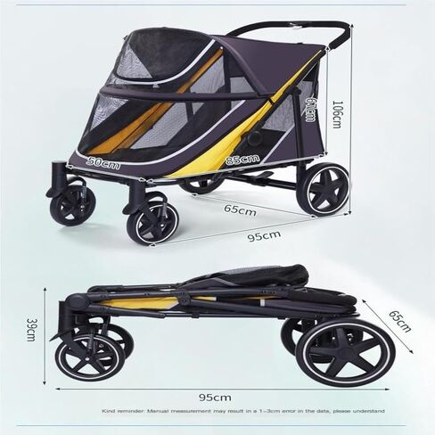 Pet Strollers Outdoor Multifunctional Pet Stroller, Lightweight and Foldable, Multiple Cats and Dogs Outdoor Stroller Pet Stroller Medium(Black,A) in Kuwait