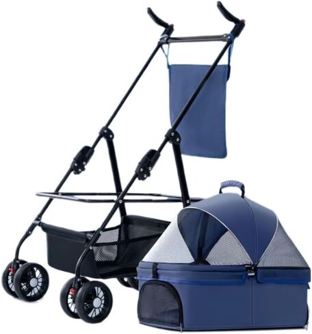 Pet Strollers Pet Stroller for Outings, Small Pull Cart, Puppy Stroller, Dog Walking Cart, Small, Lightweight, Foldable Cat Pet Stroller Medium(Blue,A) in Saudi Arabia