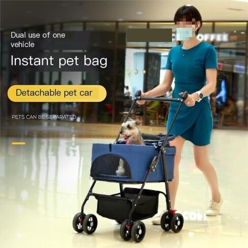 Pet Strollers Pet Stroller for Outings, Small Pull Cart, Puppy Stroller, Dog Walking Cart, Small, Lightweight, Foldable Cat Pet Stroller Medium(Blue,A) in Saudi Arabia