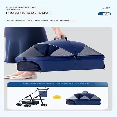 Pet Strollers Pet Stroller for Outings, Small Pull Cart, Puppy Stroller, Dog Walking Cart, Small, Lightweight, Foldable Cat Pet Stroller Medium(Blue,A) in Saudi Arabia