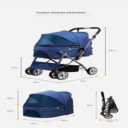 Pet Strollers Pet Stroller for Outings, Small Pull Cart, Puppy Stroller, Dog Walking Cart, Small, Lightweight, Foldable Cat Pet Stroller Medium(Red) in Saudi Arabia