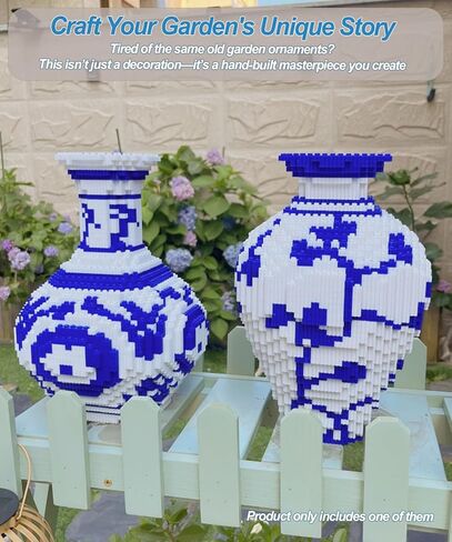 مجموعة مكعبات بناء صغيرة مزهرية زرقاء وبيضاء، 3200 قطعة من السيراميك الصيني على شكل نموذج DIY لزهور ليغو، مجموعة بناء الزهور الإبداعية لديكور المنزل، هدية فريدة لعيد الحب للرجال والنساء (أغنية) in Kuwait