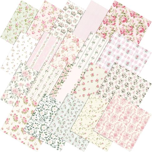 Tudomro 100 Pcs Pink Floral Fabric Squares Bundles 10 x 10 Inch Cotton Rose Quilting Fabric Pink Spring Flower Fat Quarters Printed Cloth Quilt Patchwork Material for Sewing DIY Crafts Supplies in Saudi Arabia