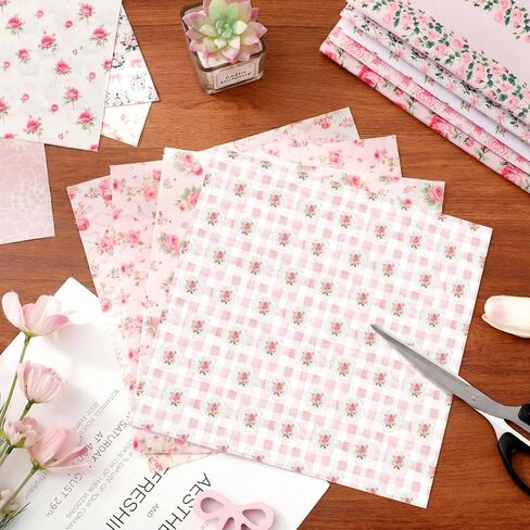 Tudomro 100 Pcs Pink Floral Fabric Squares Bundles 10 x 10 Inch Cotton Rose Quilting Fabric Pink Spring Flower Fat Quarters Printed Cloth Quilt Patchwork Material for Sewing DIY Crafts Supplies in Saudi Arabia
