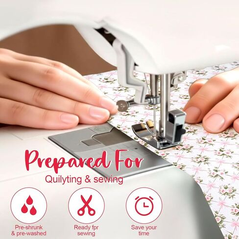 Tudomro 100 Pcs Pink Floral Fabric Squares Bundles 10 x 10 Inch Cotton Rose Quilting Fabric Pink Spring Flower Fat Quarters Printed Cloth Quilt Patchwork Material for Sewing DIY Crafts Supplies in Saudi Arabia