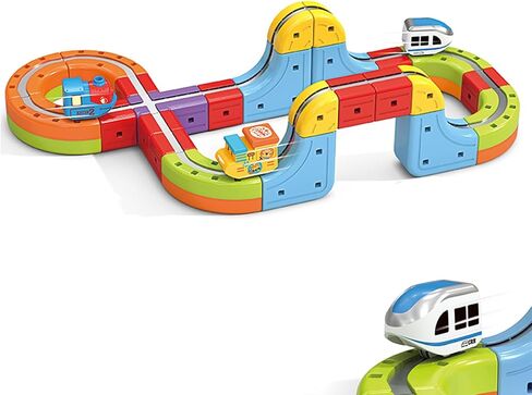 3D Infinity Track with Electric Train Set for Kids, Magnetic Monorail Cube Tracks, Magnet Railway Builder, Gravity Defying Rail Cubes Building Toy, DIY Anti-Gravity Flexible Race Track (Advanced Set) in Saudi Arabia