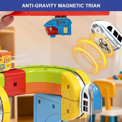 3D Infinity Track with Electric Train Set for Kids, Magnetic Monorail Cube Tracks, Magnet Railway Builder, Gravity Defying Rail Cubes Building Toy, DIY Anti-Gravity Flexible Race Track (Advanced Set) in Saudi Arabia