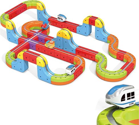 3D Infinity Track with Electric Train Set for Kids, Magnetic Monorail Cube Tracks, Magnet Railway Builder, Gravity Defying Rail Cubes Building Toy, DIY Anti-Gravity Flexible Race Track (Advanced Set) in Saudi Arabia