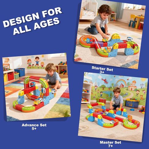 3D Infinity Track with Electric Train Set for Kids, Magnetic Monorail Cube Tracks, Magnet Railway Builder, Gravity Defying Rail Cubes Building Toy, DIY Anti-Gravity Flexible Race Track (Advanced Set) in Saudi Arabia
