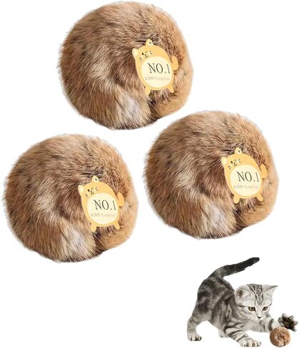 Rabbit Fur Ball Cat Toy Real Indoor Large Furry Catnip Washable Fun Chase Hair Pom Interactive Soft Fluffy Poms with Bunny Kicks Fluff Furs Rabbits Beloved by Faux and Comfortable Fuzzy Jumbo in Saudi Arabia
