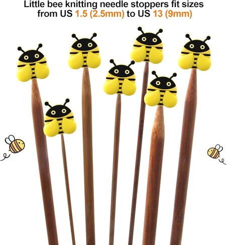 6 Pcs Knitting Needle Stoppers Cute Little Bee Needle Point Protection Needle Stoppers Knitting Accessories from US 1.5 (2.5mm) to US 15 (10mm)… in Saudi Arabia