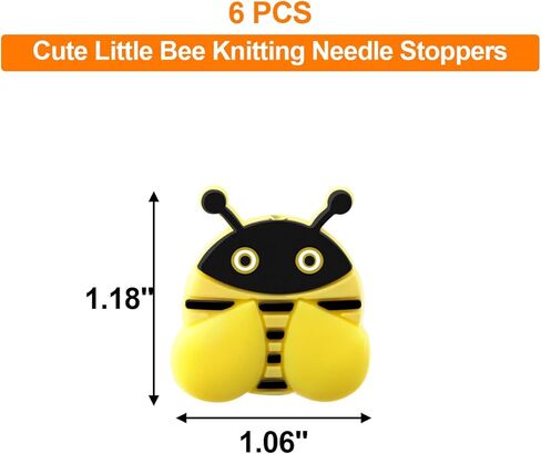 6 Pcs Knitting Needle Stoppers Cute Little Bee Needle Point Protection Needle Stoppers Knitting Accessories from US 1.5 (2.5mm) to US 15 (10mm)… in Saudi Arabia