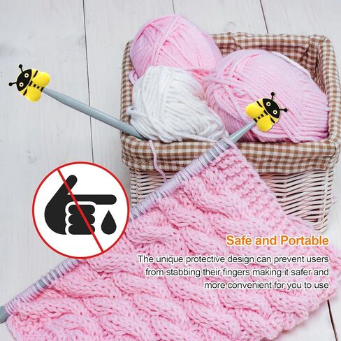 6 Pcs Knitting Needle Stoppers Cute Little Bee Needle Point Protection Needle Stoppers Knitting Accessories from US 1.5 (2.5mm) to US 15 (10mm)… in Saudi Arabia
