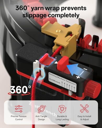 شداد آلة الحياكة الدائرية من ZestWrench لإبر Addi 46 و22، لفافة غزل مقاومة للسقوط بزاوية 360 درجة، إصدار بلمسة واحدة للتغذية بدون مجهود، يناسب آلات الحياكة الكهربائية واليدوية، تصميم مريح in Kuwait