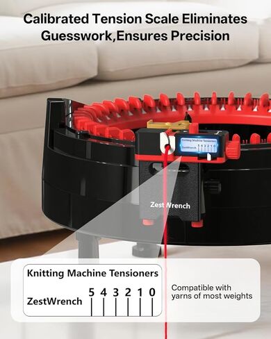 شداد آلة الحياكة الدائرية من ZestWrench لإبر Addi 46 و22، لفافة غزل مقاومة للسقوط بزاوية 360 درجة، إصدار بلمسة واحدة للتغذية بدون مجهود، يناسب آلات الحياكة الكهربائية واليدوية، تصميم مريح in Kuwait