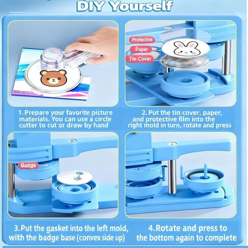 Button Maker Machine Kit 58mm(2.25in) – DIY Pin Badge Press with 100 Buttons, Custom Pin Maker for Crafts, Parties & Gifts in Saudi Arabia