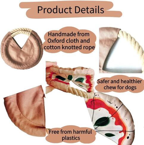 مجموعة طبق طائر للكلاب على شكل بيتزا مكونة من قطعتين مع حبل، ألعاب قرص طائر ناعمة ومتينة للعب في الأماكن المغلقة والمفتوحة، من أجل المضغ العدواني in Kuwait