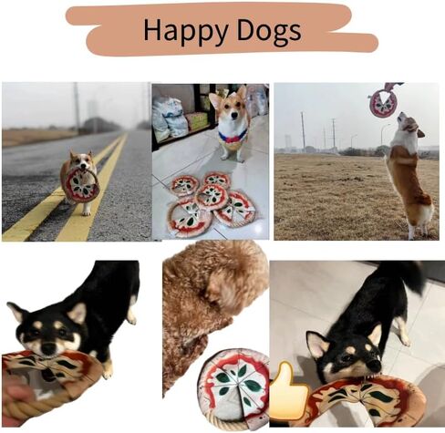 مجموعة طبق طائر للكلاب على شكل بيتزا مكونة من قطعتين مع حبل، ألعاب قرص طائر ناعمة ومتينة للعب في الأماكن المغلقة والمفتوحة، من أجل المضغ العدواني in Kuwait