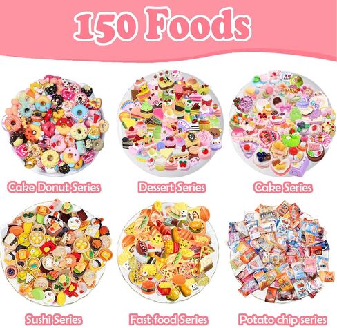 250Pcs Mini Food Miniatures Food Drinks Bottles Toys Doll House Accessories 1:12 Playset Kitchen Game Pretend Play Party Mini Things Stuff Tiny Baking Micro Hamburger Ice Cream Cake Bread in Saudi Arabia