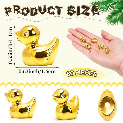 80 Pieces Gold Mini Ducks Figurines, Miniature Ducks Bulk, Resin Little Ducks for Home Decor, Vase Filler, Party Decoration (1.6 x 1.4 x 1.1 cm) in Saudi Arabia