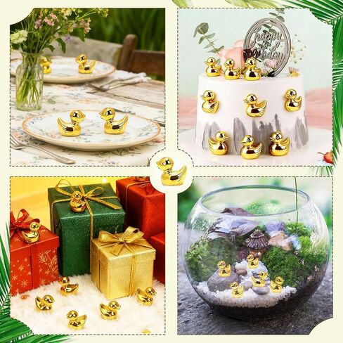 80 Pieces Gold Mini Ducks Figurines, Miniature Ducks Bulk, Resin Little Ducks for Home Decor, Vase Filler, Party Decoration (1.6 x 1.4 x 1.1 cm) in Saudi Arabia