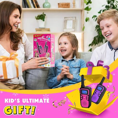 Wishouse Walkie Talkies for Kids Rechargeable Long Range,Xmas Birthday Gift for 4 5 6 7 8 9 Year Old Girls,Hiking Gear Camping Games Cool Toys with NOAA,SOS Siren,Lamp,Lanyards,Easy to Use,2 Pack in Saudi Arabia