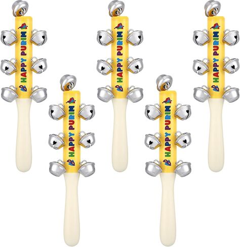 5 Pieces Happy Purim Wood Gragger with Bells 8" H Colorful Purim Gragger Noise Makers Party Favors Holiday Noisemakers Jewish Groggers for Celebration Goodie Bag Fillers Gifts in Saudi Arabia