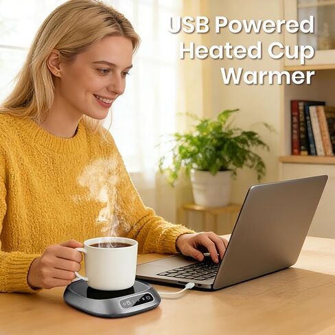 جهاز تسخين كوب القهوة، جهاز تسخين كوب USB للمكتب مع تحكم باللمس 3 درجات حرارة، وسادة تسخين سريعة 10 وات لحليب الشاي والقهوة، إيقاف تلقائي لمدة 8 ساعات، يناسب الأكواب وعلب الحليب (رمادي) in Kuwait