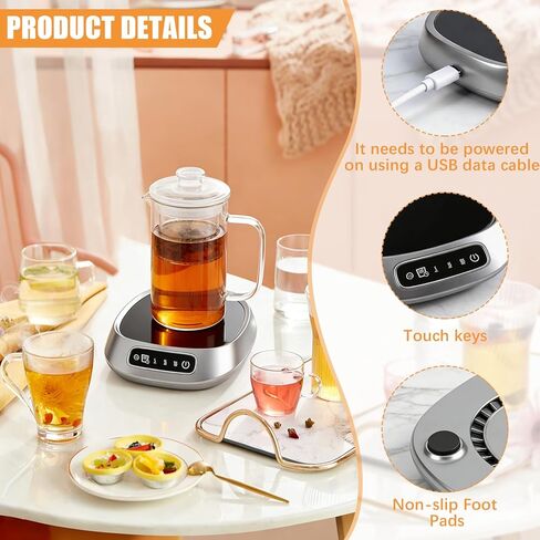 Coffee Mug Warmer,USB Cup Warmer for Desk,Smart Electric Coffee Heating Plate,Three Adjustable Electric Drink Cup Heater for Kitchen, Travel in Saudi Arabia