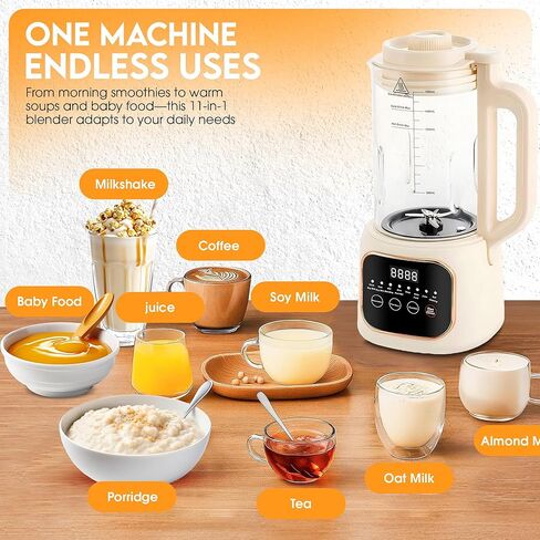 Nut Milk Maker Machine, 54oz, 11-in-1, 7 Extra Accessories, Oat & Soy Milk Maker with 20 Blades, Soybean Milk Maker, Almond Milk Maker, Soymilk Machine Maker, Nutmilk Maker Machine in Saudi Arabia