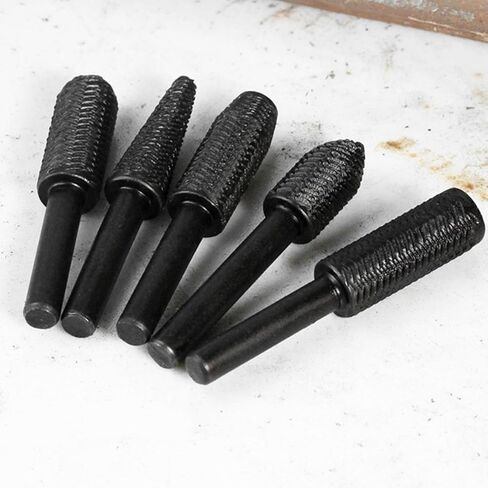 5-Piece Rotary Wood Carving Burr Set for Grinding and Engraving with 6.25mm Shank and 12mm Head Diameter in Saudi Arabia